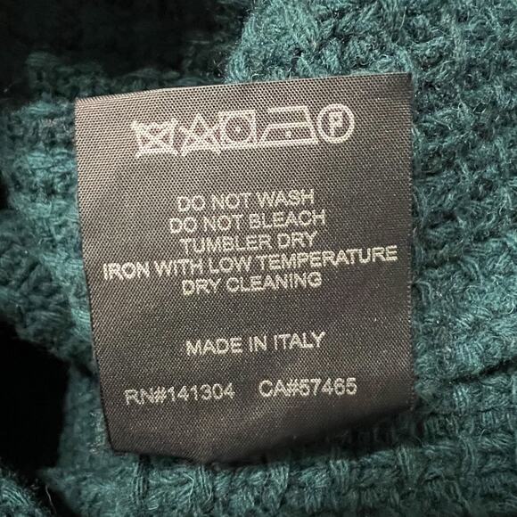 SOS Black Snow Sweater Small Waffle Knit Quarter Zip Dark Green Wool Nylon - Picture 7 of 8